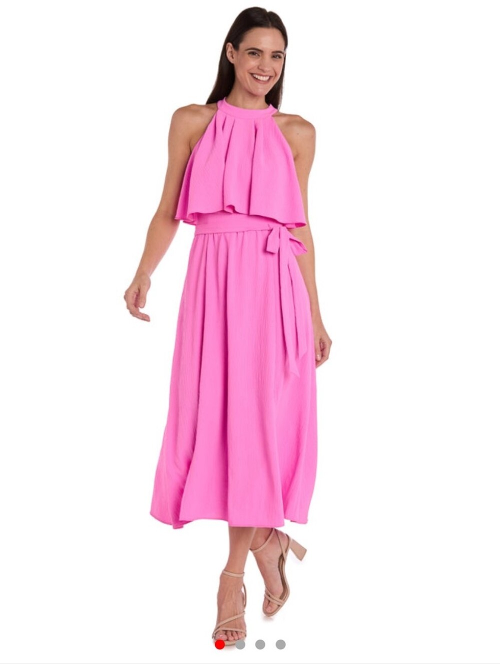 R&M Richards Pink Cold Shoulder Maxi Dress Size 20W Plus Size Belted Overlay NWT